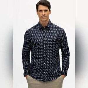 Julian & Mark Geo Dot Long Sleeve Button Front Shirt Gray Black Size L NWT
